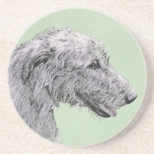 Posavasos Pintura de lobo irlandesa - Arte de perro original