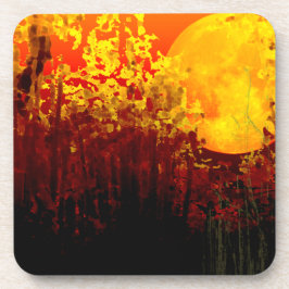 Posavasos Pintura De Luna De Bambú Digitalmente Iluminada