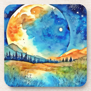 Posavasos Pintura de Luna Llena