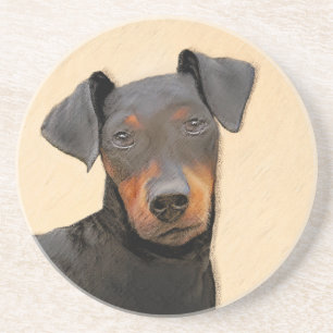 Posavasos Pintura de Manchester Terrier Arte Animal Original