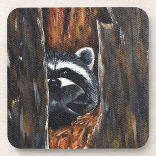 Posavasos Pintura de Mapache Madre y Bebé