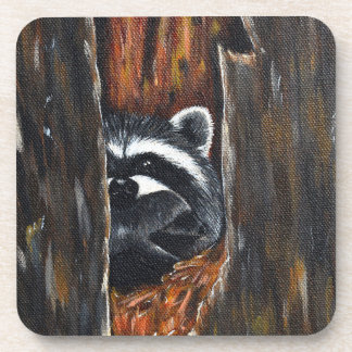 Posavasos Pintura de Mapache Madre y Bebé