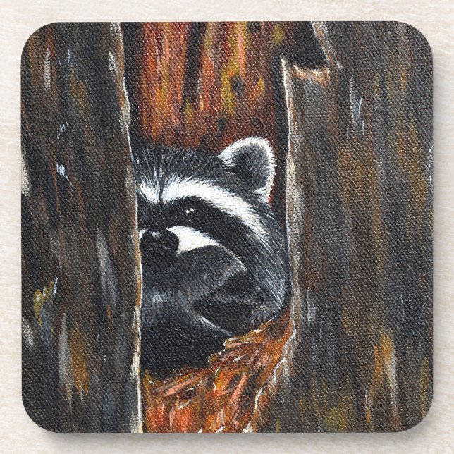 Posavasos Pintura de Mapache Madre y Bebé (Frente)