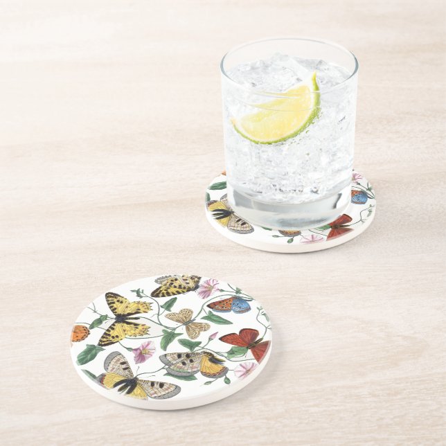 Posavasos Pintura de mariposa y polilla vintage (Lado)