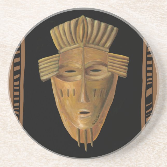 Posavasos Pintura de máscara africana de Chariklia Zarris (Frente)