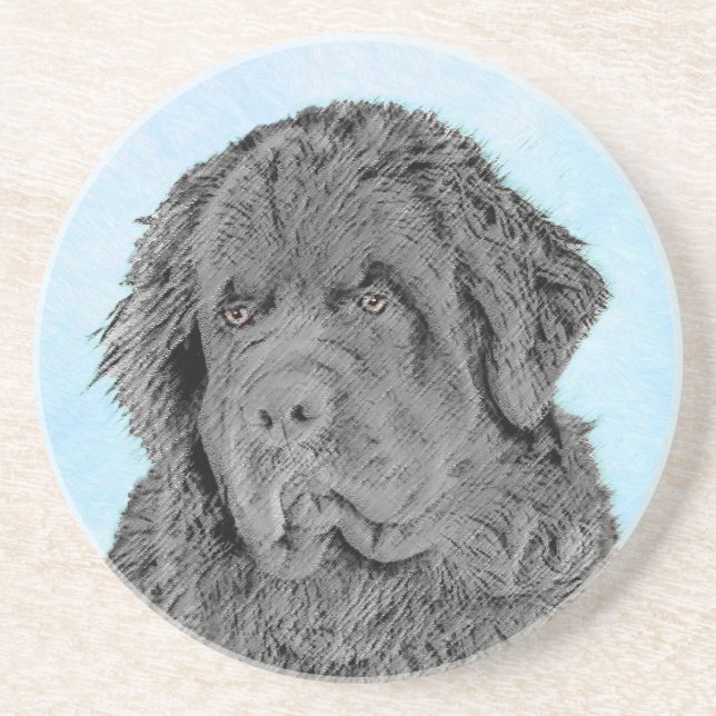 Posavasos Pintura de Newfoundland - Cute original Dog Art (Frente)