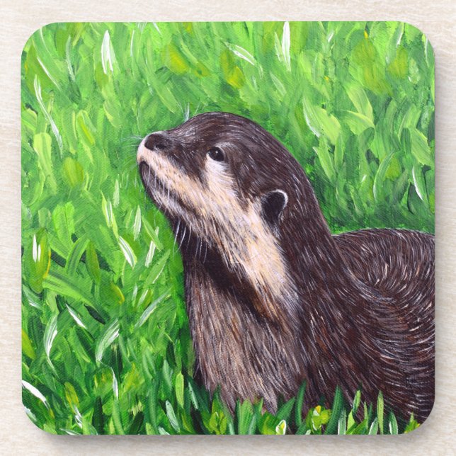 Posavasos Pintura de nutria de río pequeña (Frente)