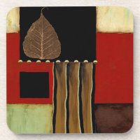 Pintura de panel multicolor con hoja marrón