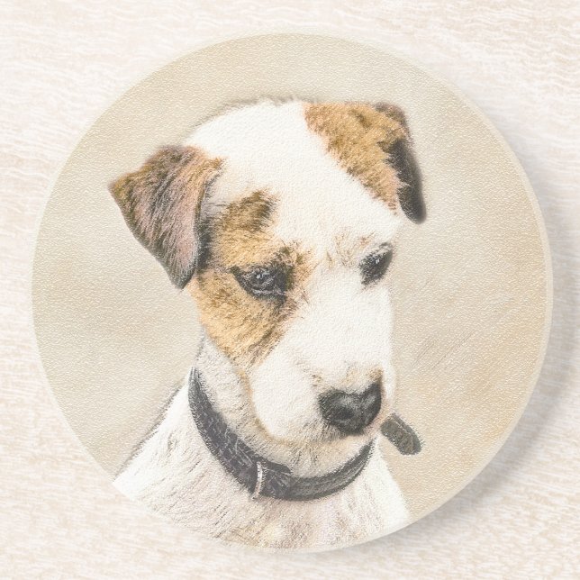Posavasos Pintura de Parson Jack Russell Terrier - Arte de P (Frente)