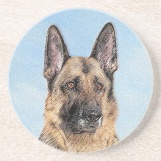 Posavasos Pintura de pastor alemán - Arte de perro original  (Frente)
