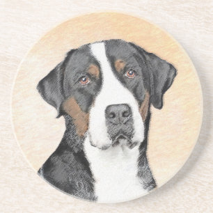 Posavasos Pintura de perro de la montaña suiza - Arte origin