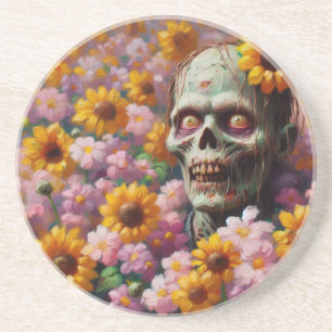 Posavasos Pintura de petróleo de zombies en Halloween, campo