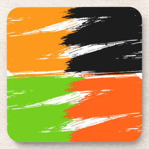Posavasos Pintura de pincel blanco verde naranja