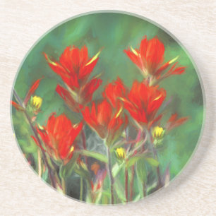 Posavasos Pintura de pincel indio - Arte de flores original