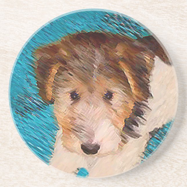 Posavasos Pintura de pipa de Fox Terrier - Arte Perro Origin (Frente)