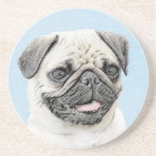 Posavasos Pintura de pug - Arte de perro original lindo