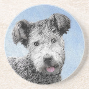 Posavasos Pintura de Pumi - Arte de Perro Original.