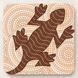 Posavasos Pintura de punto de lagarto aborigen