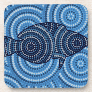 Posavasos Pintura de punto de peces aborígenes