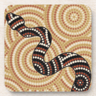 Posavasos Pintura de punto de serpiente aborigen