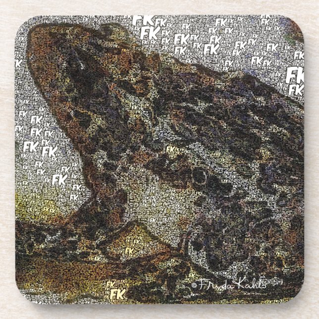 Posavasos Pintura de rana al estilo FK de Frida Kahlo (Frente)