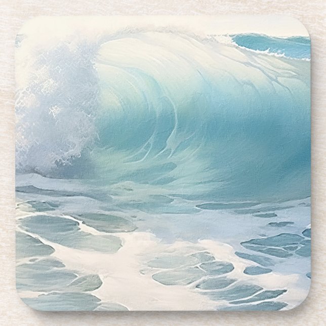 Posavasos Pintura de tema de las olas de playa (Frente)