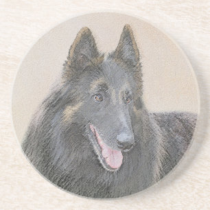 Posavasos Pintura de Tervuren belga - Arte de perro original