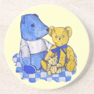 Posavasos pintura de tres osos de peluche muy lindos
