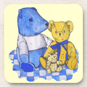 Posavasos pintura de tres osos de peluche muy lindos