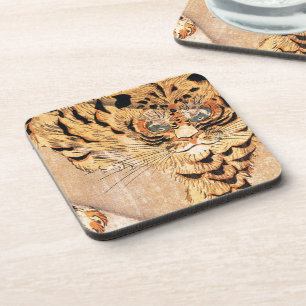 Posavasos Pintura de un tigre del siglo XIX por Kuniyoshi Ut
