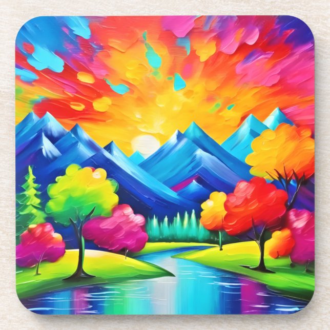 Posavasos Pintura de Vibrant Valley Vision (Frente)