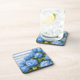 Posavasos Pintura floral de hortensias azules arbustos