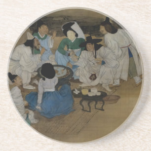 Posavasos Pintura histórica de juegos de fiesta en un
