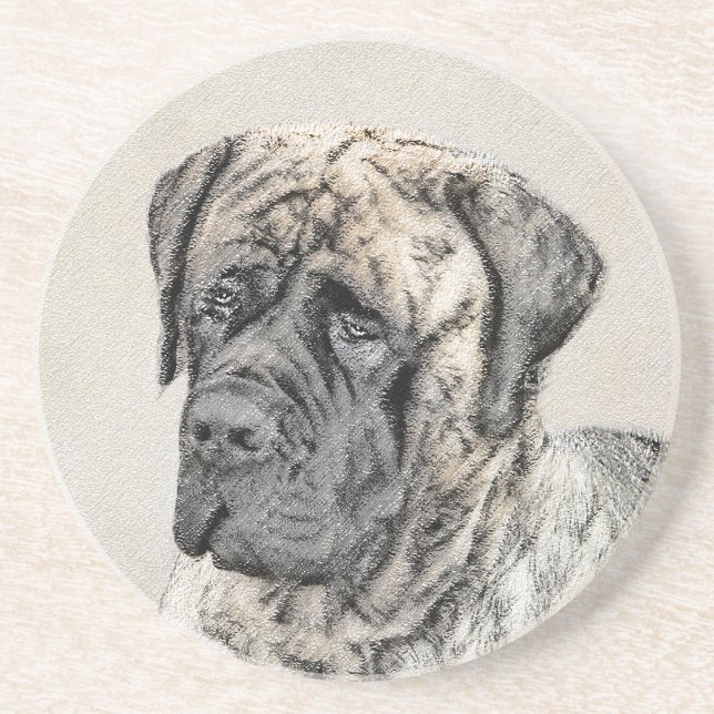 Posavasos Pintura inglesa de castiff (Brindle) - Arte de per (Frente)