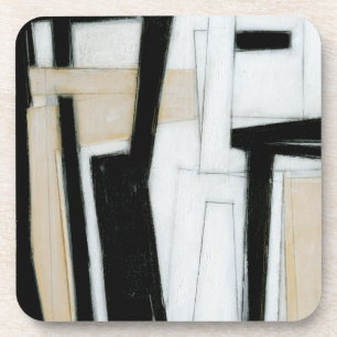 Posavasos Pintura negra y blanca abstracta