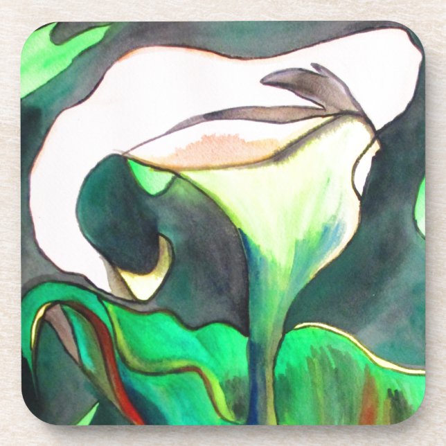 Posavasos Pintura original de la acuarela de Arum Lily (Frente)
