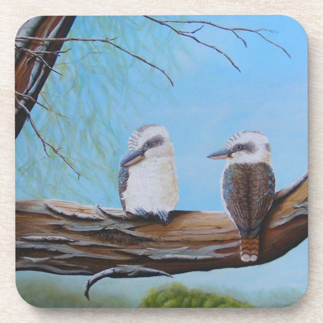 Posavasos Pintura realista de Kookaburras Gumtree (Frente)