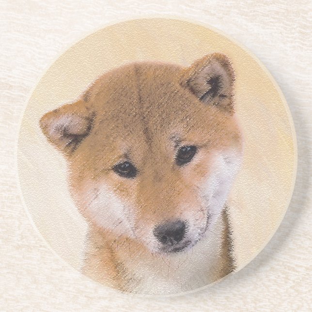 Posavasos Pintura Shiba Inu (roja) - Arte Perro Original (Frente)