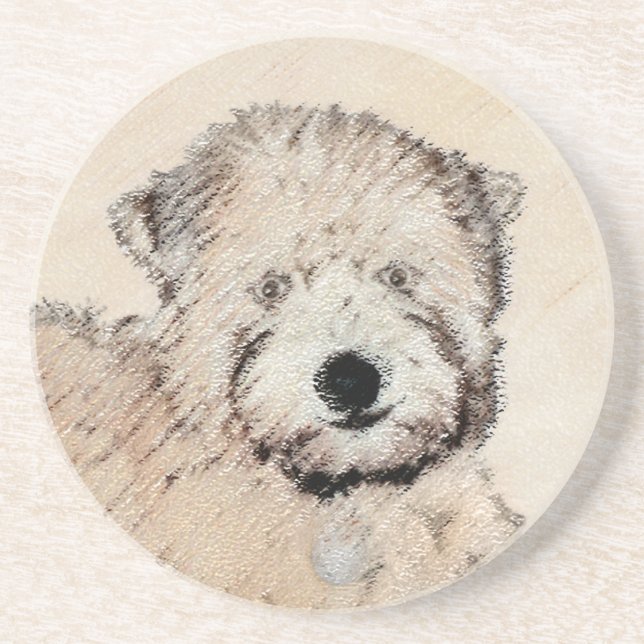 Posavasos Pintura Terrier de Ruedas Recubiertas Blancas Arte (Frente)