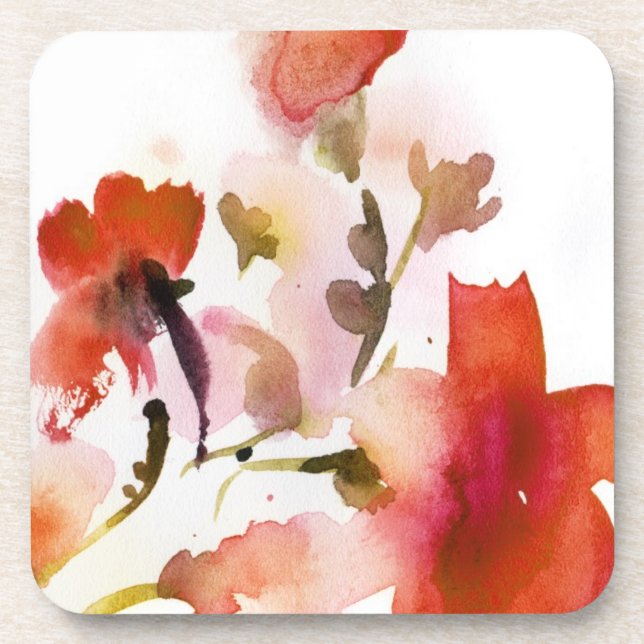 Posavasos Pinturas florales abstractas de la acuarela (Frente)