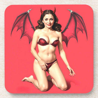 POSAVASOS PINUP BRUNETTE DEVIL