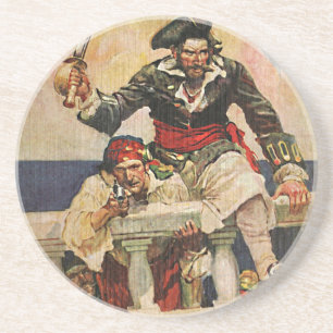 Posavasos Pirata Buccaneer de barba negra y Ilustracion mate