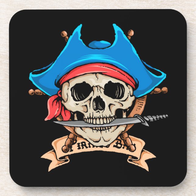 Posavasos Pirate Skull Biting Knife (Frente)