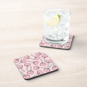 Posavasos Piruetas rosadas, piruetas de corazón, patrón de p