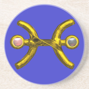 Posavasos PISCES GOLD ZODIAC BIRTHDAY JEWEL, Pearls Blue