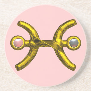 Posavasos PISCES GOLD ZODIAC CUMPLEAÑOS JEWEL Pearl Pink