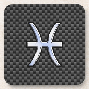 Posavasos Pisces Zodiac Symbol on Carbon Fiber Style
