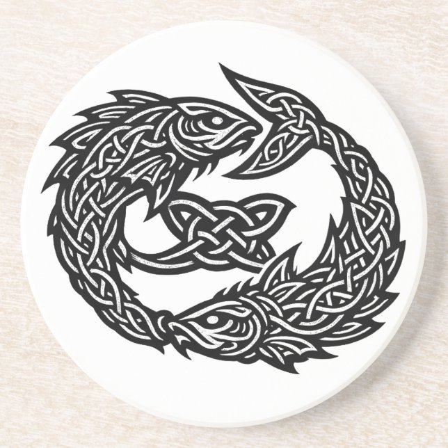 Posavasos Piscis Sigilo Celta de Doble Corriente | BurnsInHe (Frente)