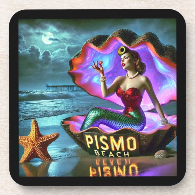 POSAVASOS PISMO BEACH MERMAID. SERIE 1 NÚMERO 1. (Frente)