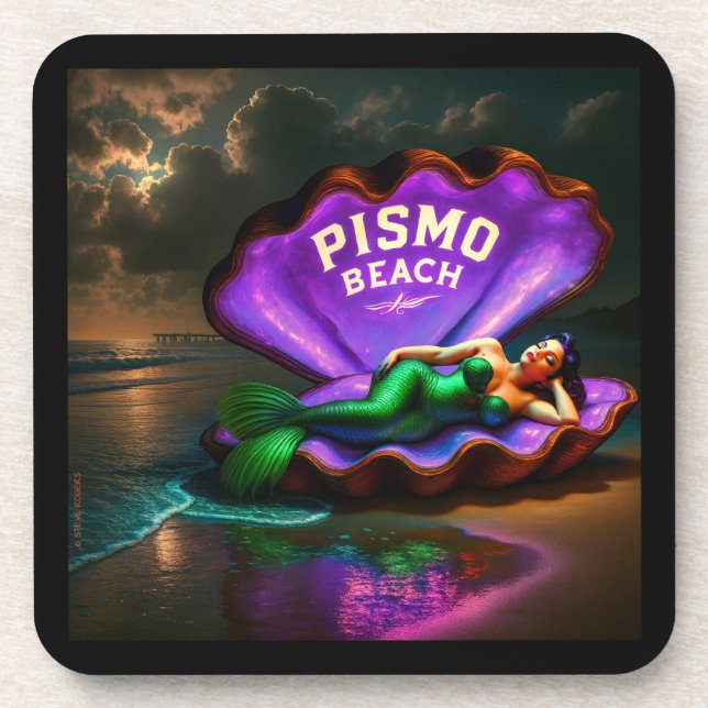 POSAVASOS PISMO BEACH MERMAID. SERIE 1 NÚMERO 6. (Frente)